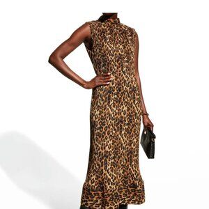 Milly Melina Leopard Micropleated Dress Size 6
